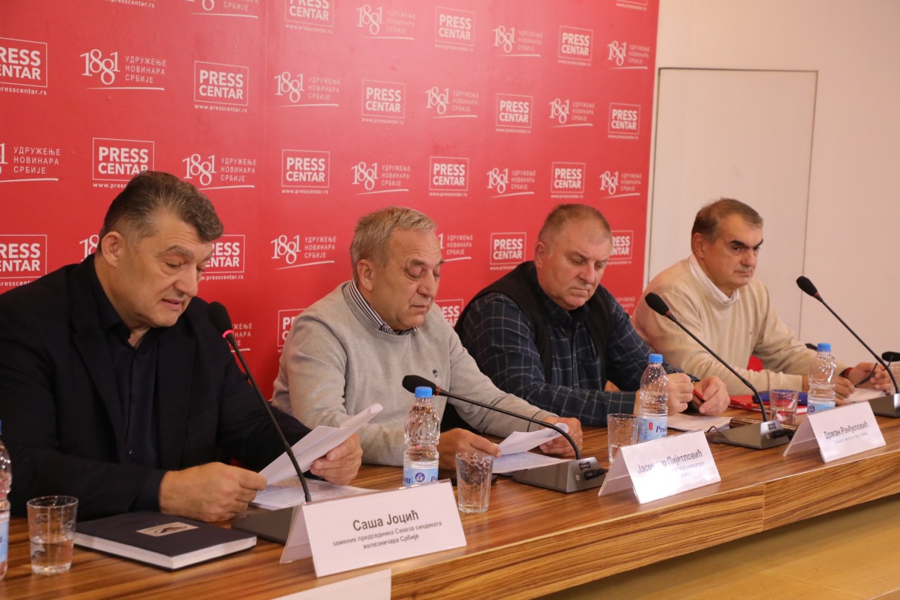 Konferencija za novinare Reprezentativnih sindikata u železničkim Akcionarskim društvima: Usklađivanje cene radnog časa sa Zakonom i odlukama Socijalno-ekonomskog saveta i Vlade Republike Srbije